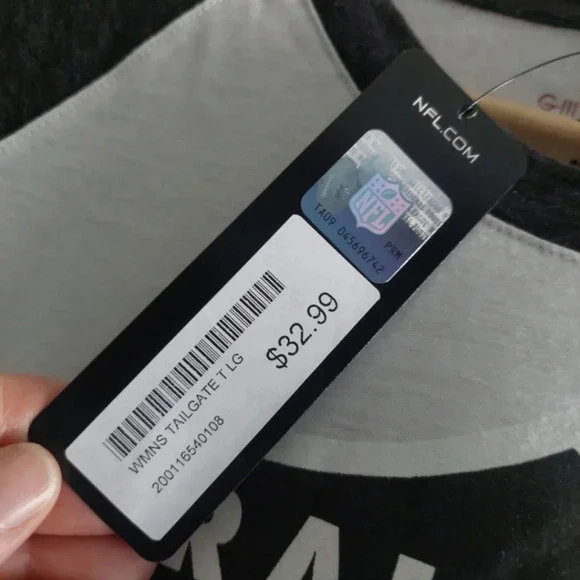 Nfl Women's Raiders Tailgate Baseball T-shirt 3/4 sleeve Large Front LOGO New - Picture 5 of 6